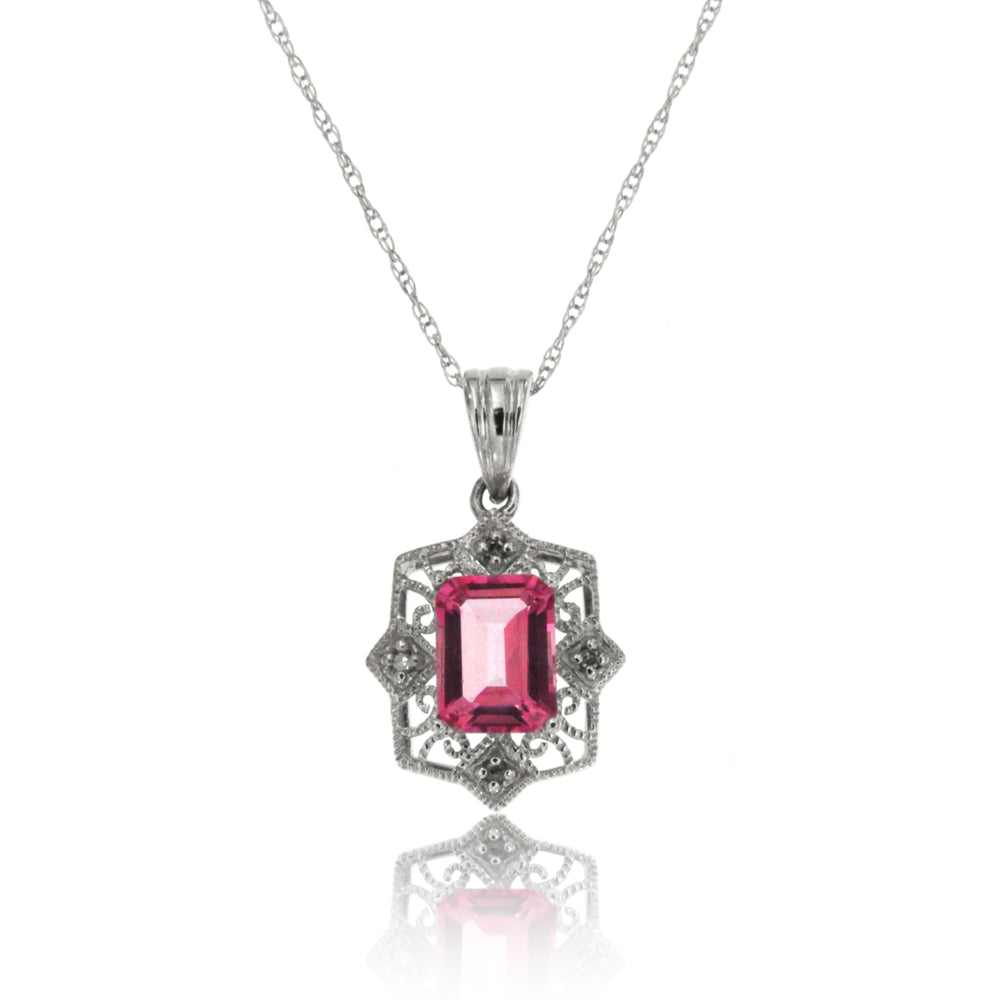 10k  Gold White Pink Topaz  Necklace/Pendants