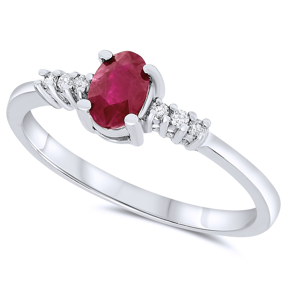 10k White Gold Ruby Rings
