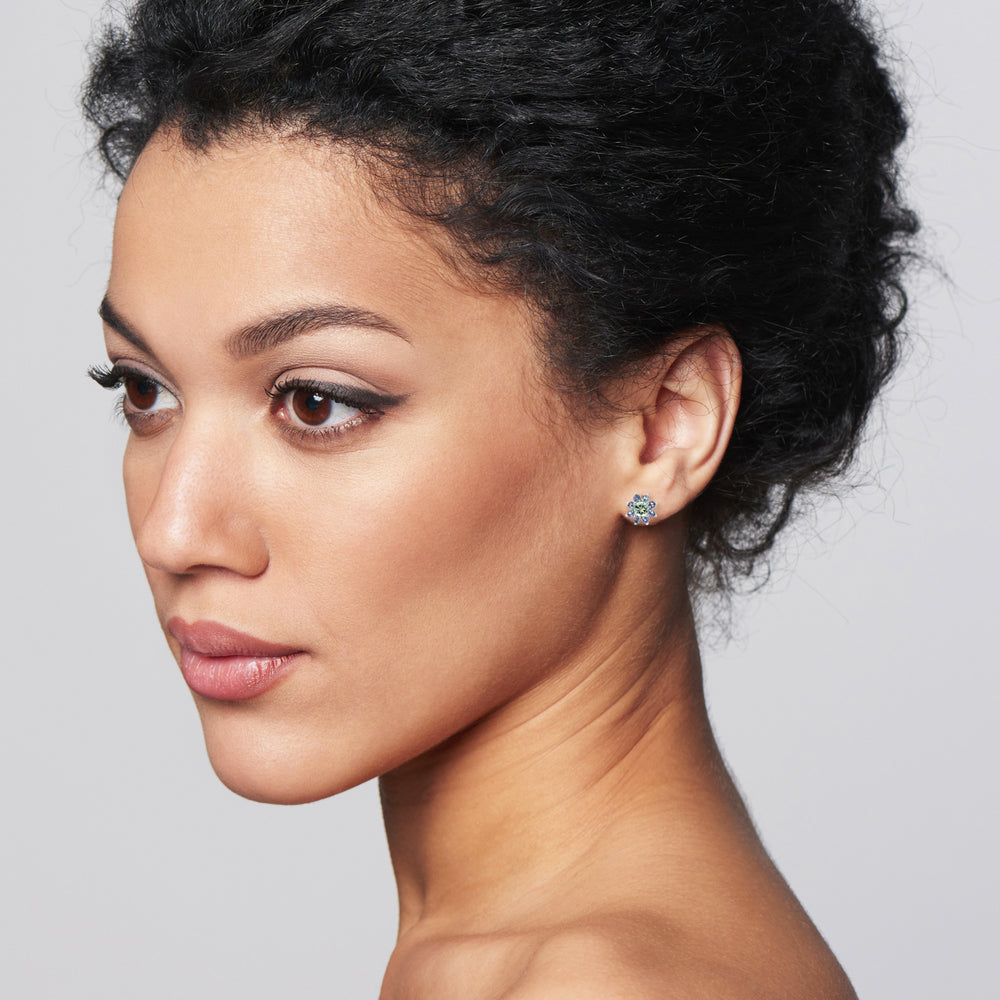14k White Gold Multi Gem Earrings
