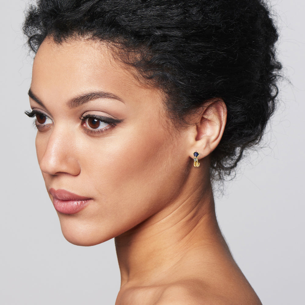 14k Yellow Gold Iolite Earrings