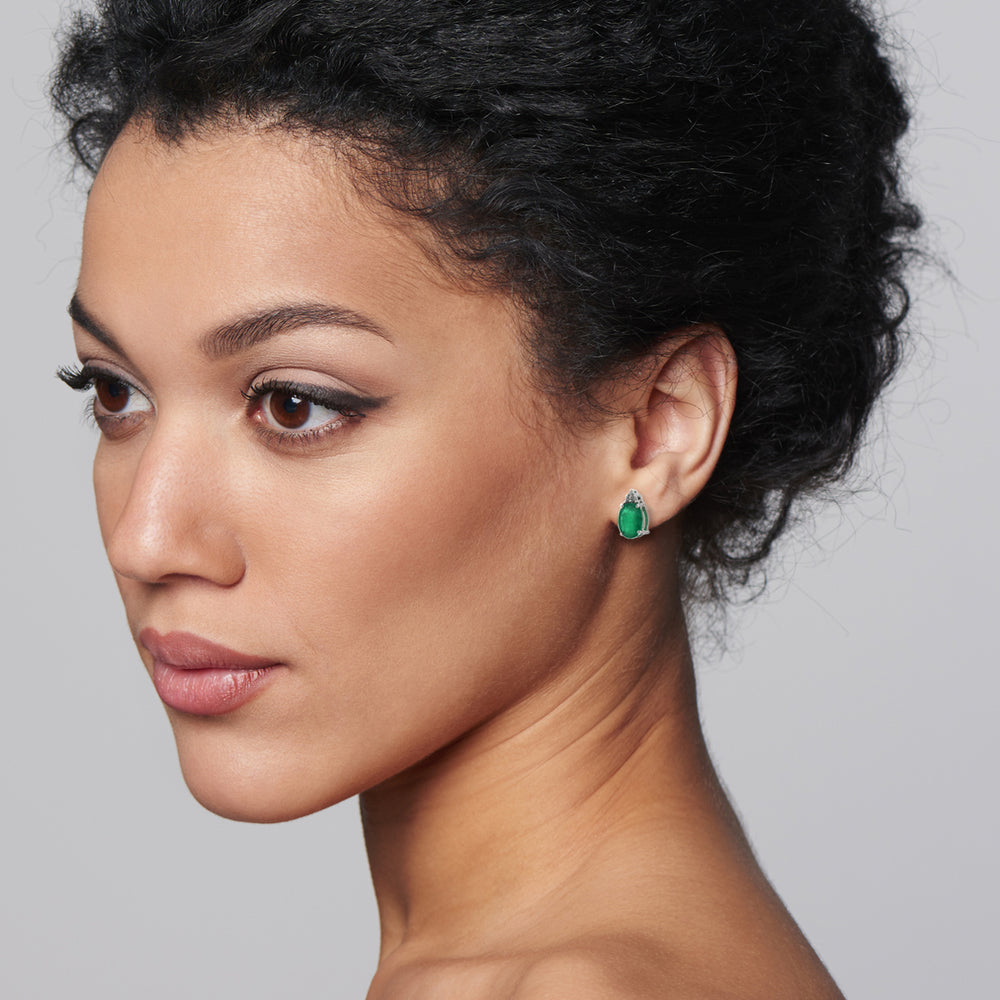 14k White Gold Emerald Earrings