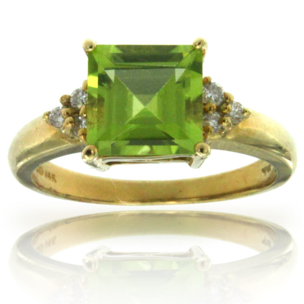 14k Yellow Gold Peridot Rings