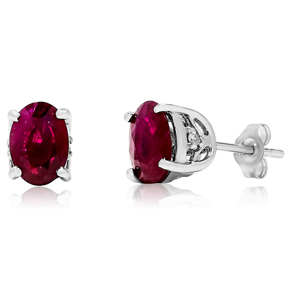 14k White Gold Ruby Earrings