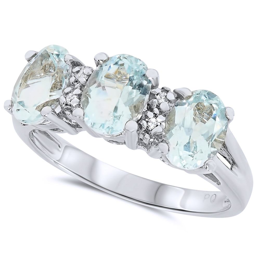 10k White Gold Aquamarine Rings