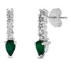 14k White Gold Emerald Earrings