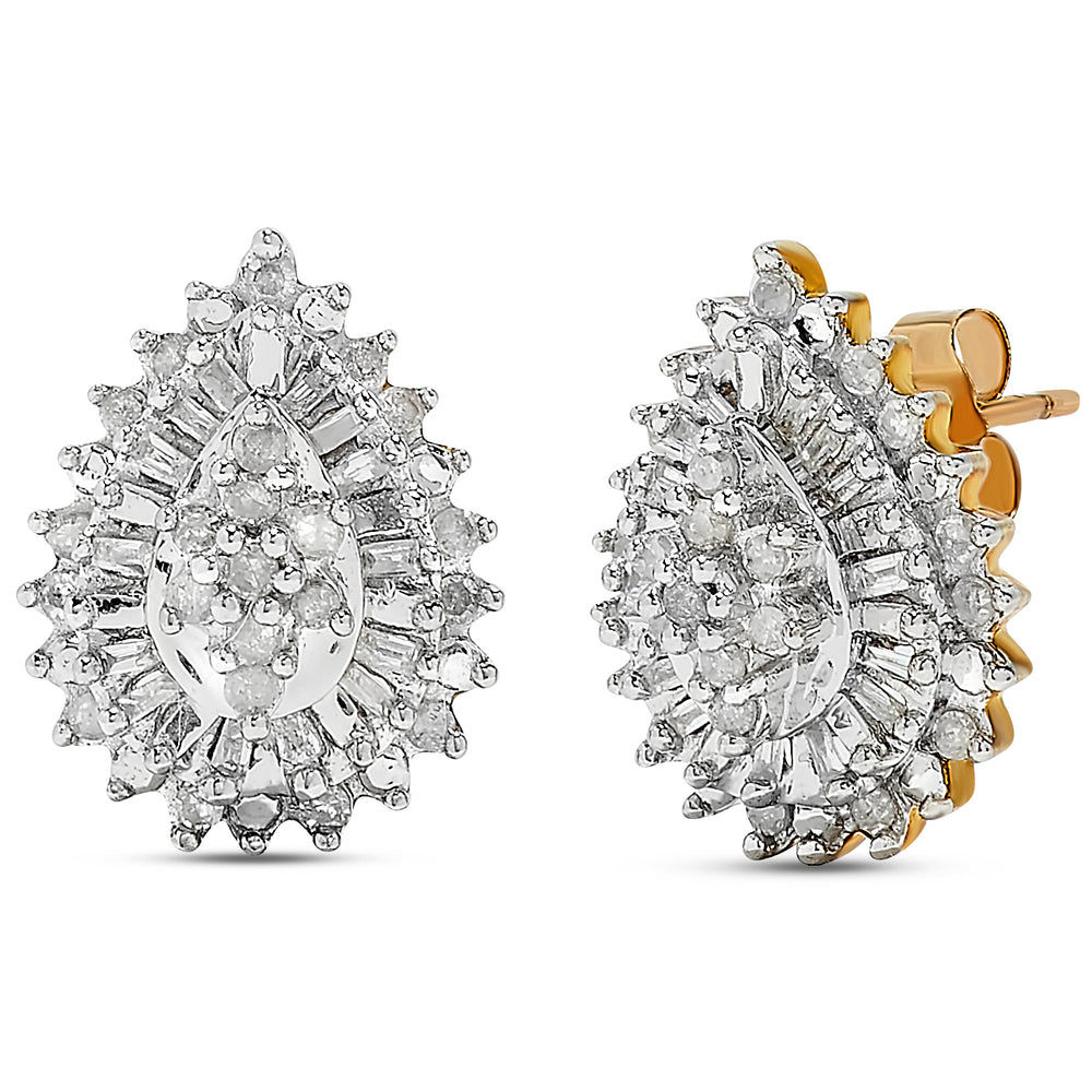 10k Two Tone Gold Diamond Earrings