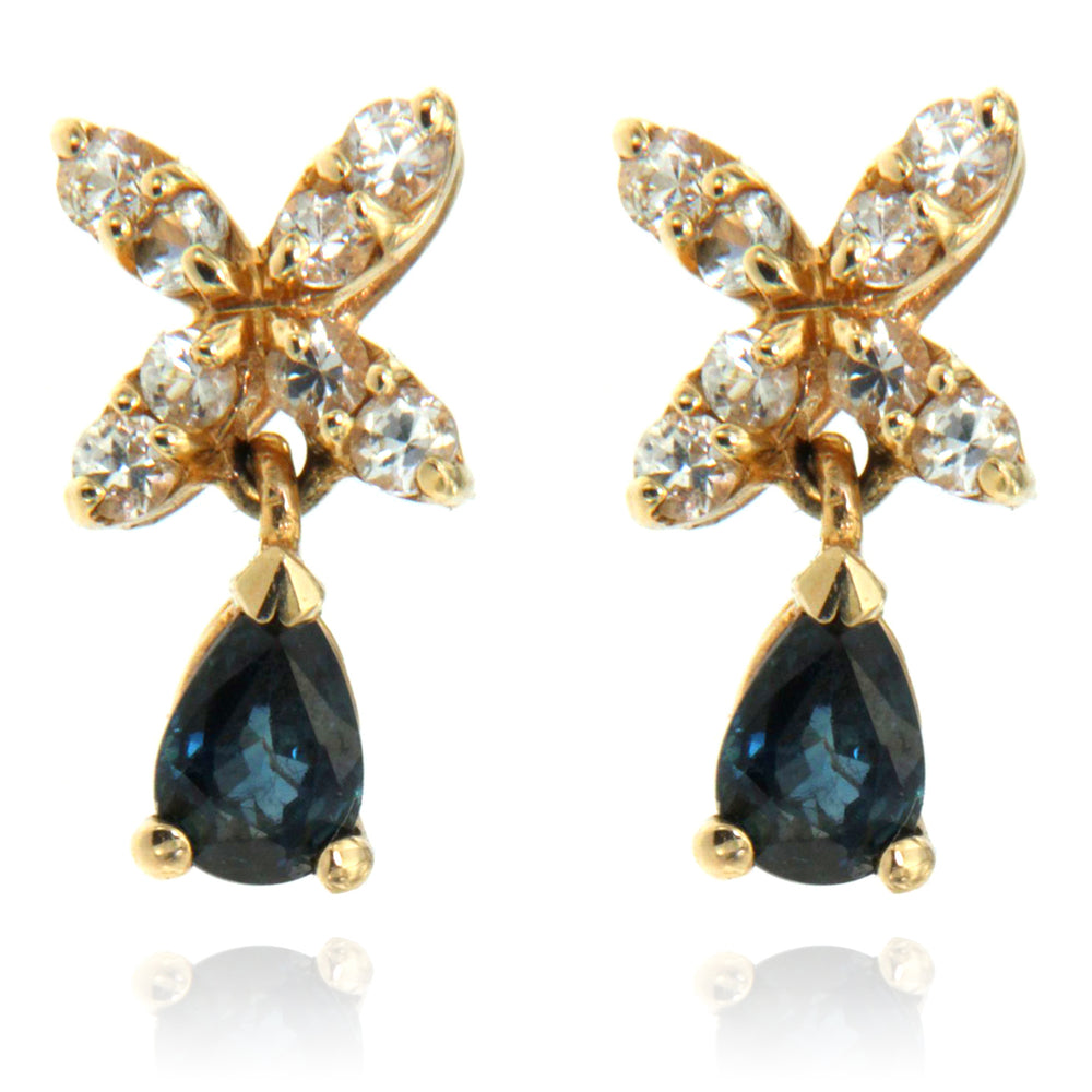 14k Yellow Gold Sapphire Earrings