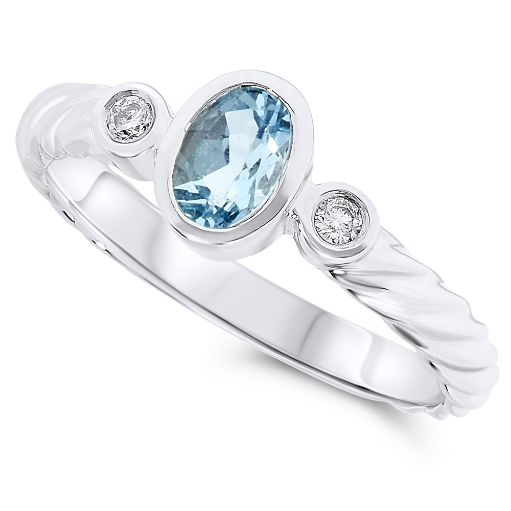 14k White Gold Aquamarine Rings