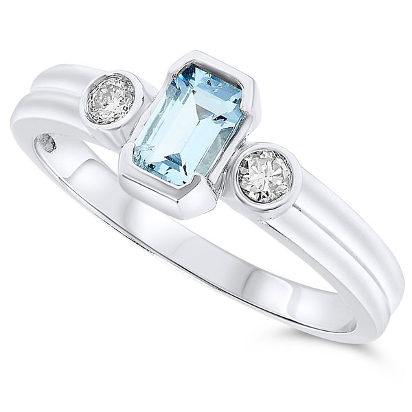 14k White Gold Aquamarine Rings