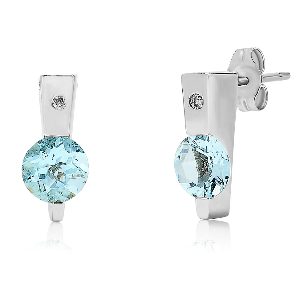 14k White Gold Aquamarine Earrings