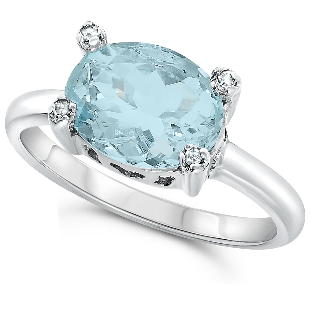 14k White Gold Aquamarine Rings