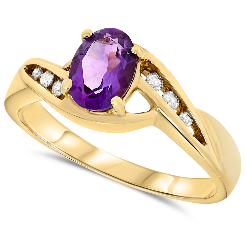 10k Yellow Gold Amethyst Rings