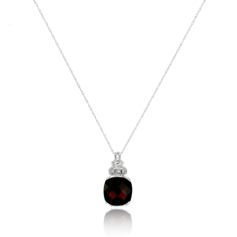 14k White Gold Garnet Necklace/Pendants