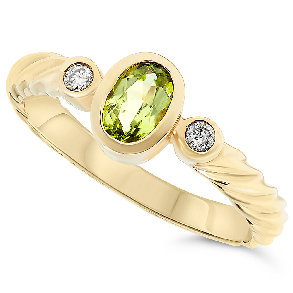 14k Yellow Gold Peridot Rings