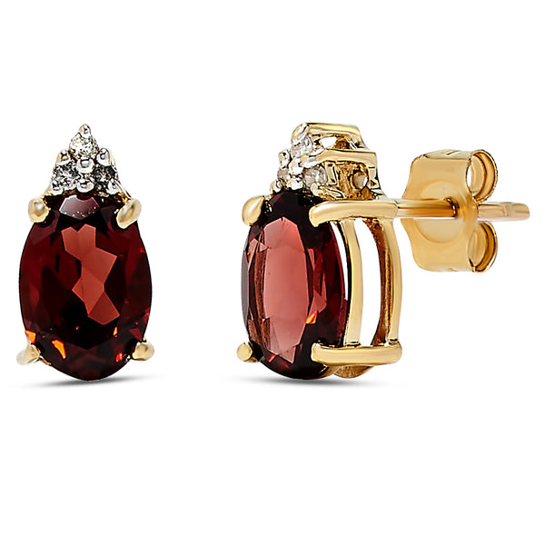 14k Yellow Gold Garnet Earrings