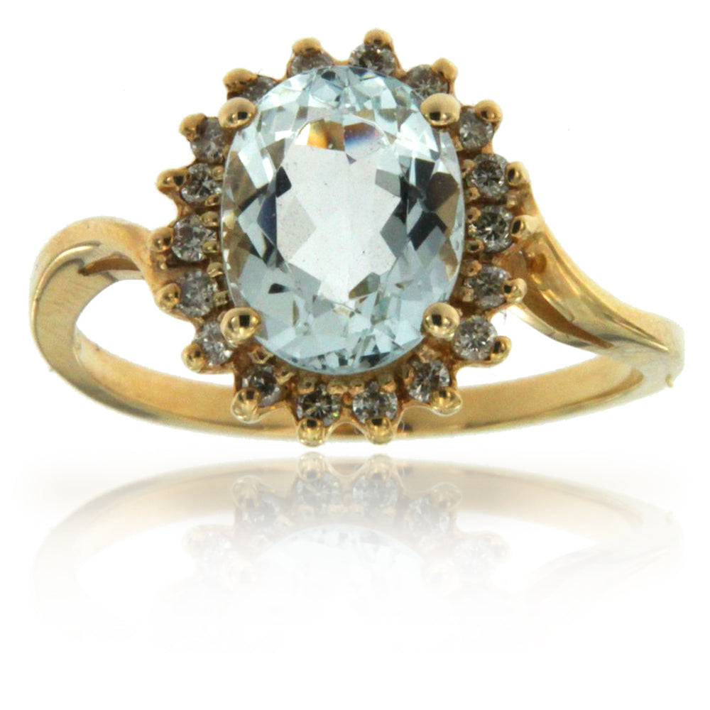 14k Yellow Gold Aquamarine Rings