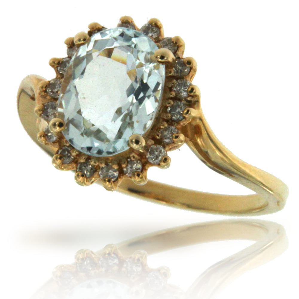 14k Yellow Gold Aquamarine Rings