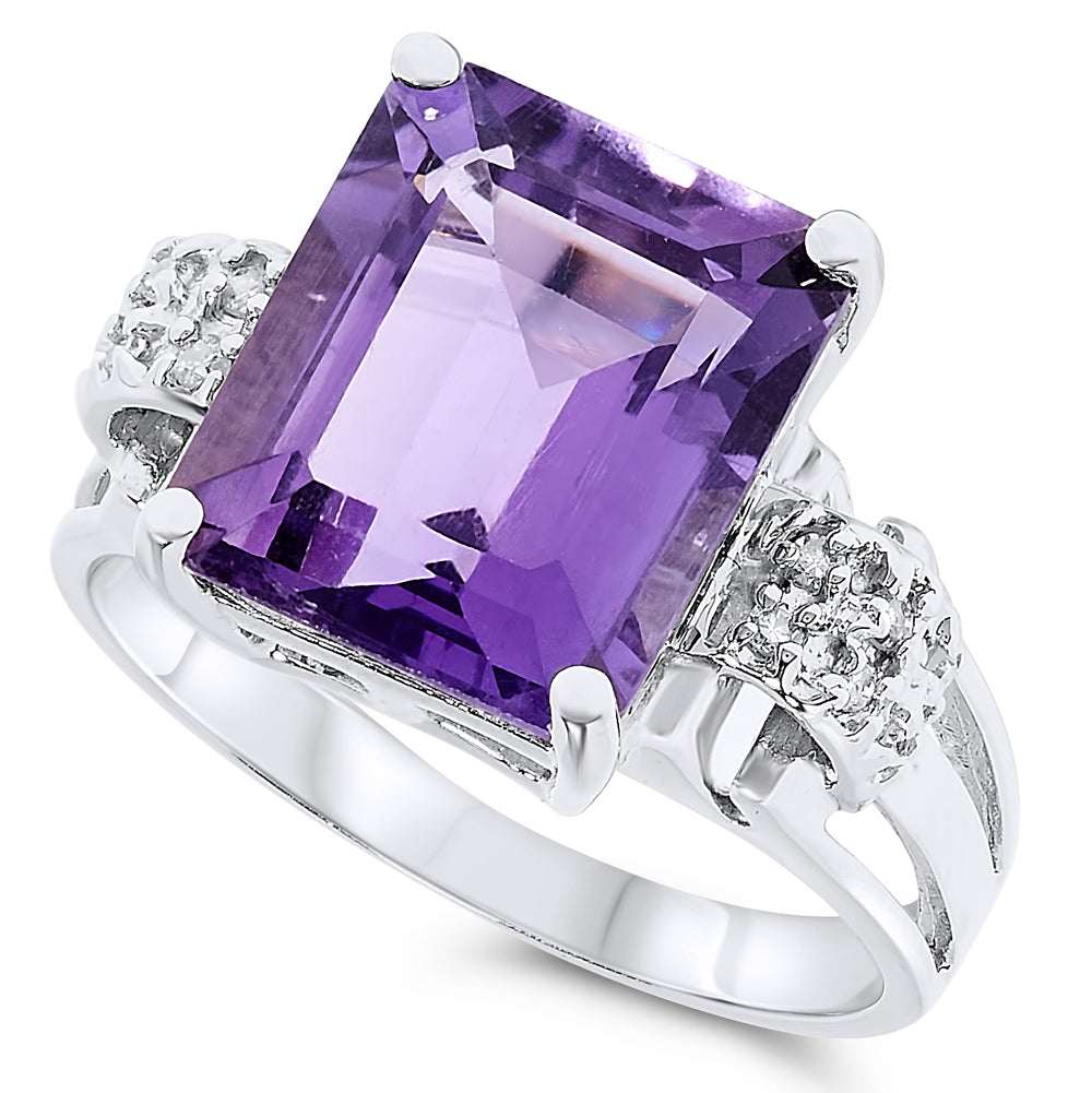 14k White Gold Amethyst Rings