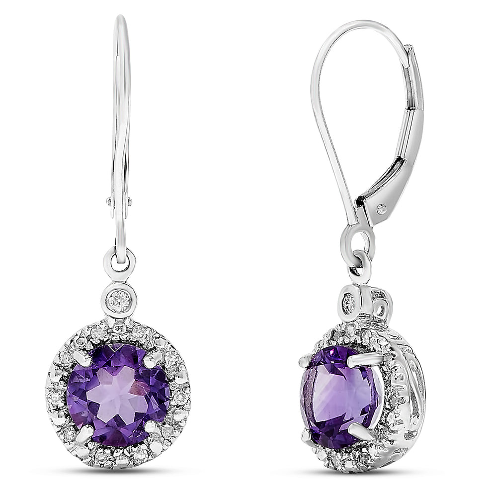 14k White Gold Amethyst Earrings