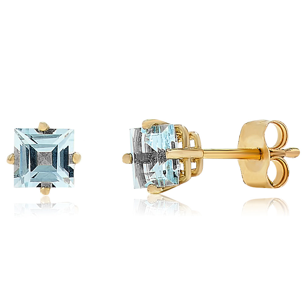 14k Yellow Gold Aquamarine Earrings