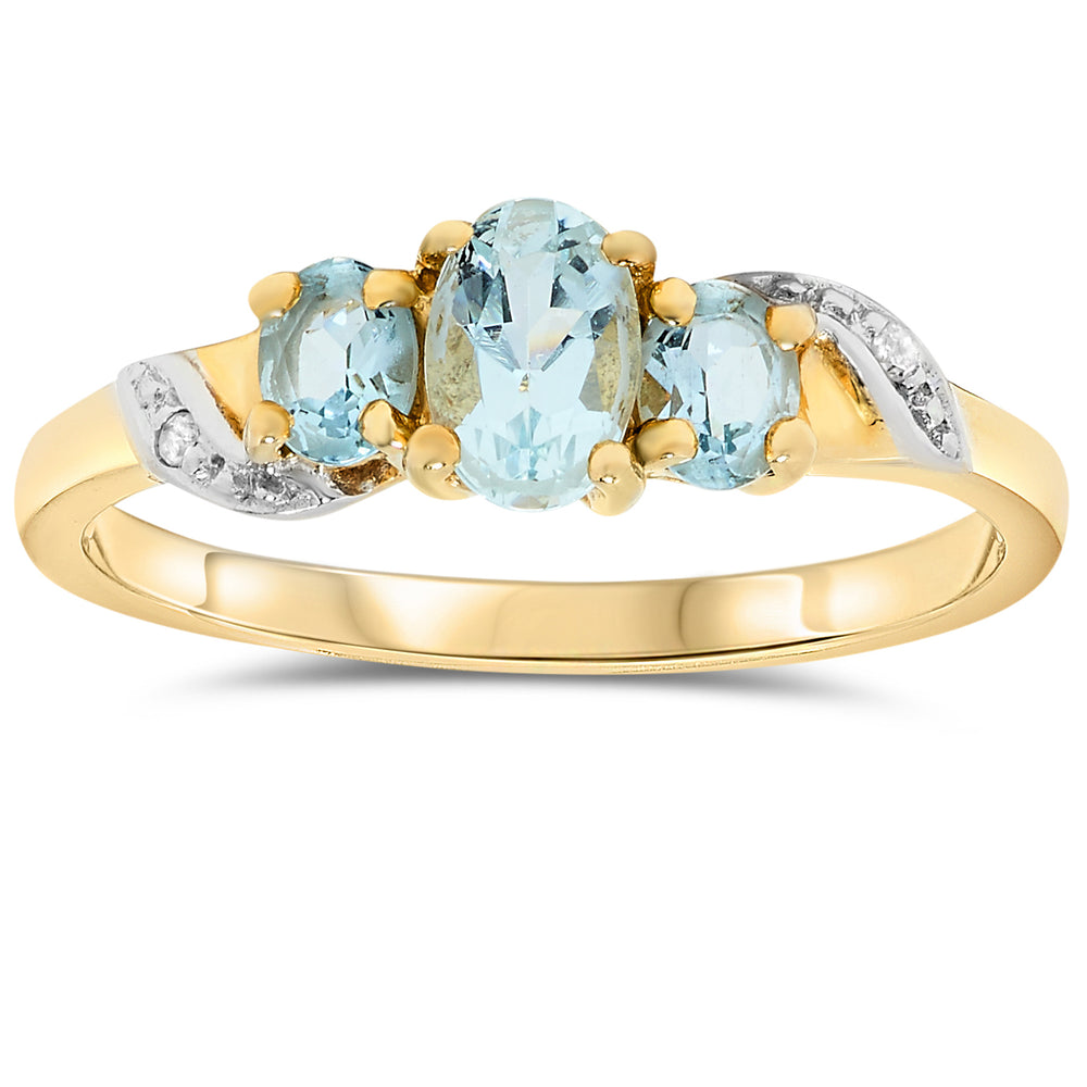 10k Yellow Gold Aquamarine Rings