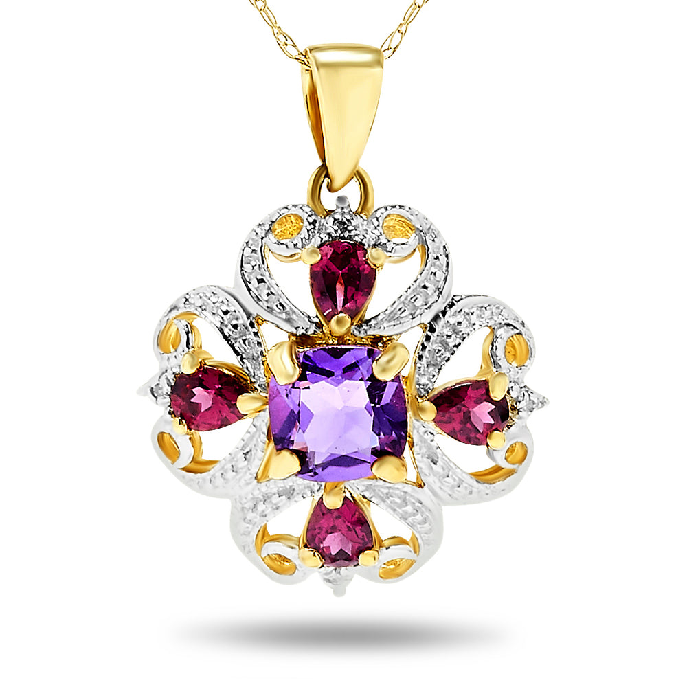 14k Yellow Gold Multi Gem Necklace/Pendants