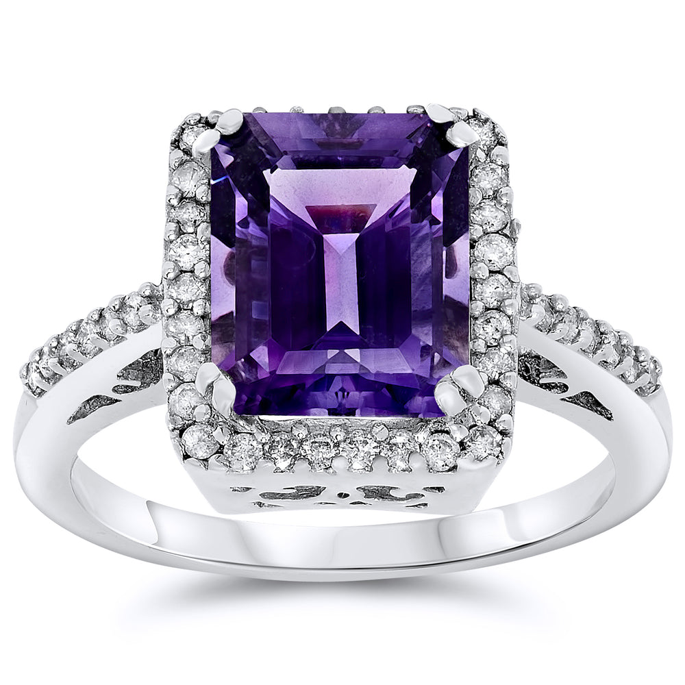 14k White Gold Amethyst Rings