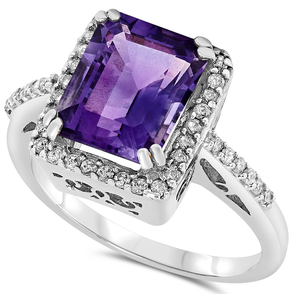 14k White Gold Amethyst Rings