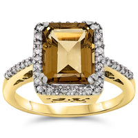 14k Yellow Gold Champange Quartz Rings