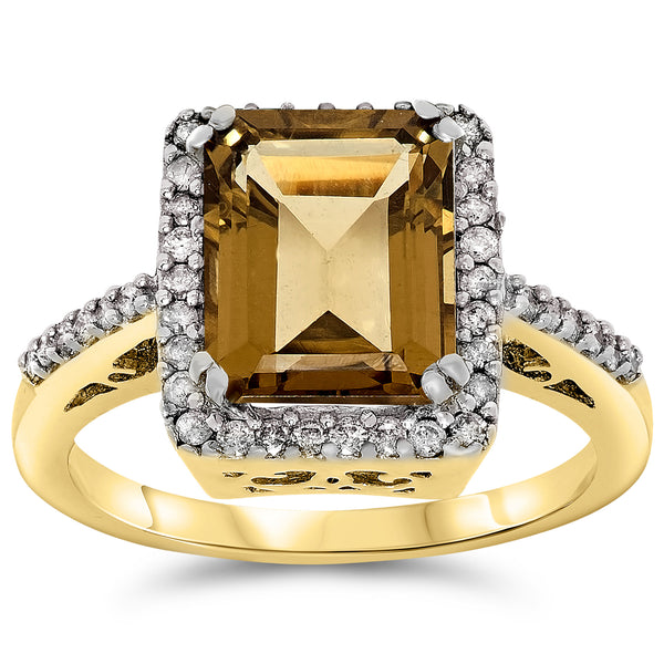 14k Yellow Gold Champange Quartz Rings