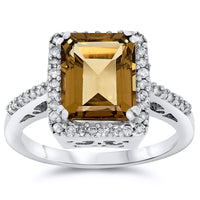 14k White Gold Champange Quartz Rings